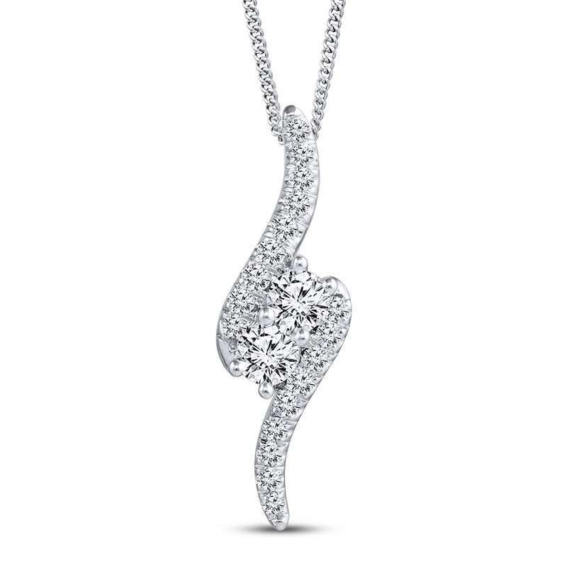 Main Image 1 of Ever Us Two-Stone Diamond Pendant Necklace 1 ct tw 14K White Gold