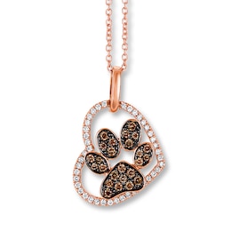 Le Vian Chocolate Diamond Paw Necklace 1/3 ct tw 14K Rose Gold