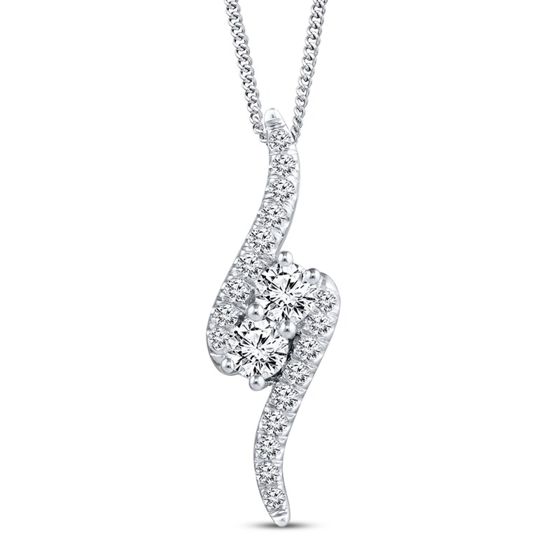 Main Image 1 of Ever Us Two-Stone Diamond Pendant Necklace 1 1/2 ct tw 14K White Gold