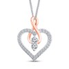 Thumbnail Image 1 of Ever Us Two-Stone Diamond Heart Necklace 1/4 ct tw Round 14K Two-Tone Gold