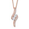 Thumbnail Image 1 of Ever Us Two-Stone Necklace 1/2 ct tw Diamonds 14K Rose Gold