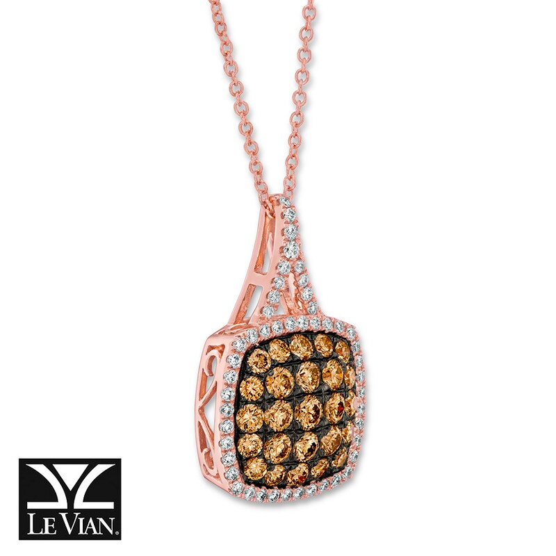 Main Image 3 of Le Vian Chocolate Diamond Necklace 1 ct tw 14K Strawberry Gold