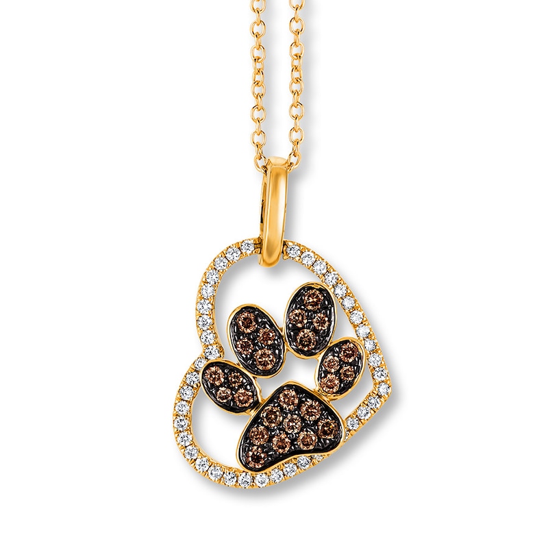 Main Image 1 of Le Vian Chocolate Diamond Paw Necklace 1/3 ct tw 14K Yellow Gold