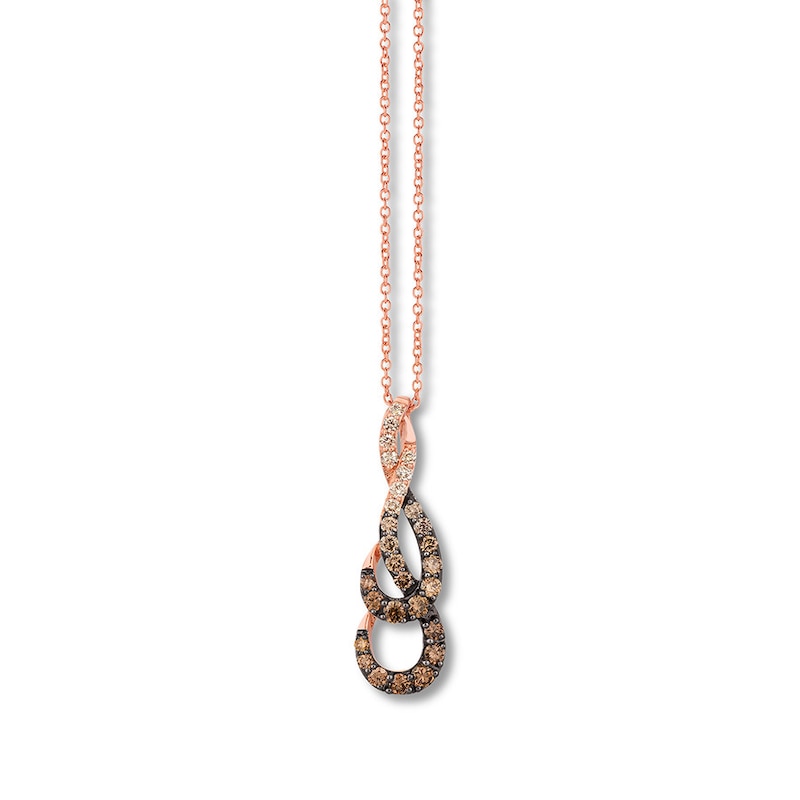 Le Vian Chocolate Ombre Necklace 3/4 ct tw Diamonds 14K Strawberry  Gold