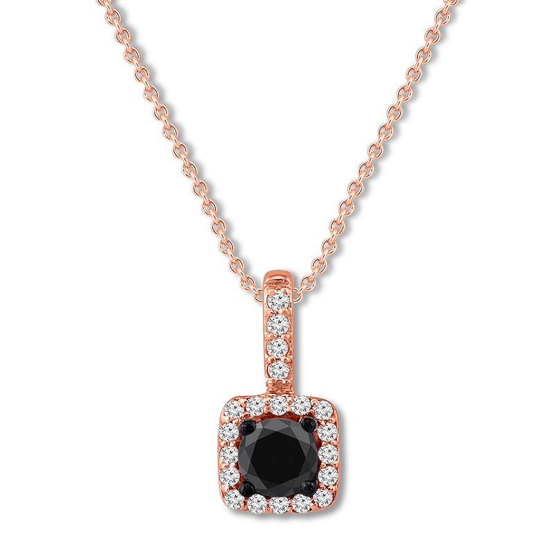 Main Image 1 of Black & White Diamond Necklace 3/8 ct tw 10K Rose Gold