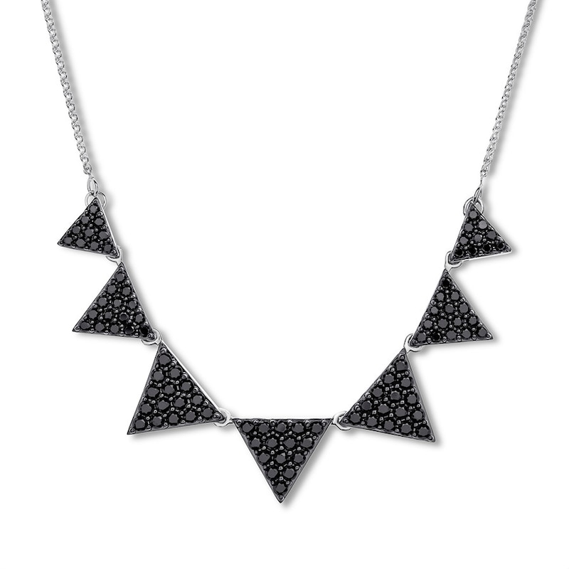 Main Image 1 of Black Diamond Necklace 1-1/2 carat tw 10K White Gold