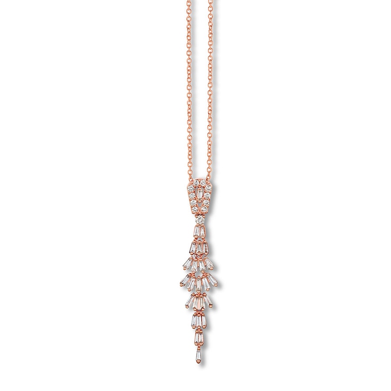 Main Image 1 of Le Vian Diamond Necklace 1/2 ct tw Baguette/Round 14K Gold