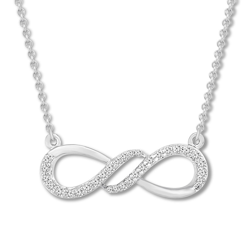 Main Image 1 of Diamond Infinity Necklace 1/8 carat tw 10K White Gold