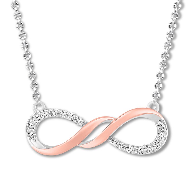 Main Image 1 of Diamond Infinity Necklace 1/10 ct. tw Sterling Silver/10K Rose Gold