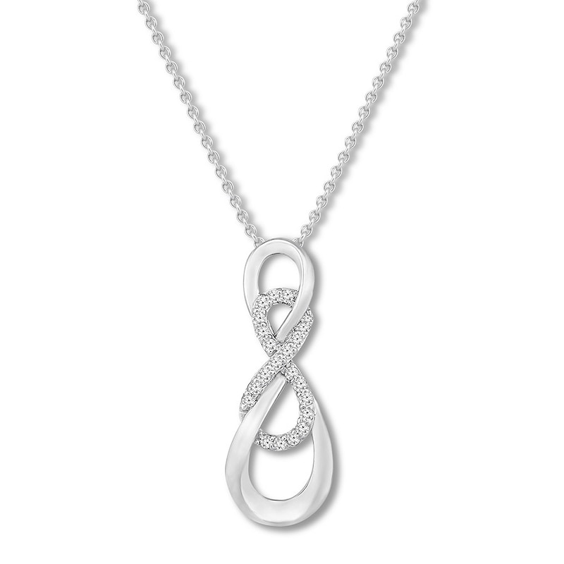 Diamond Infinity Necklace 1/10 carat tw Sterling Silver with 360