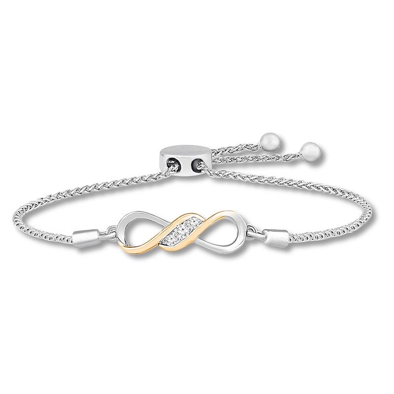 Diamond Infinity Bracelet 1/10 ct tw Sterling Silver/10K Gold with 360