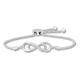 Diamond Infinity Bolo Bracelet 1/10 ct tw Round Sterling Silver