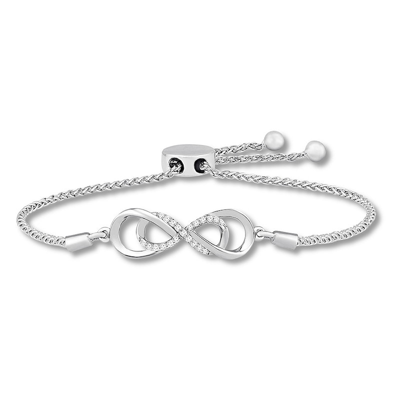 Main Image 1 of Diamond Infinity Bolo Bracelet 1/10 ct tw Round Sterling Silver