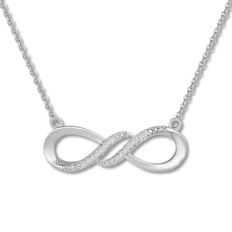Main Image 1 of Infinity Swirl Necklace with Diamond Accents Sterling Silver