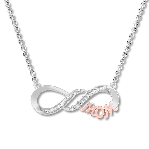 Diamond Mom Infinity Necklace 1/15 cttw St. Silver/10K Gold Jared