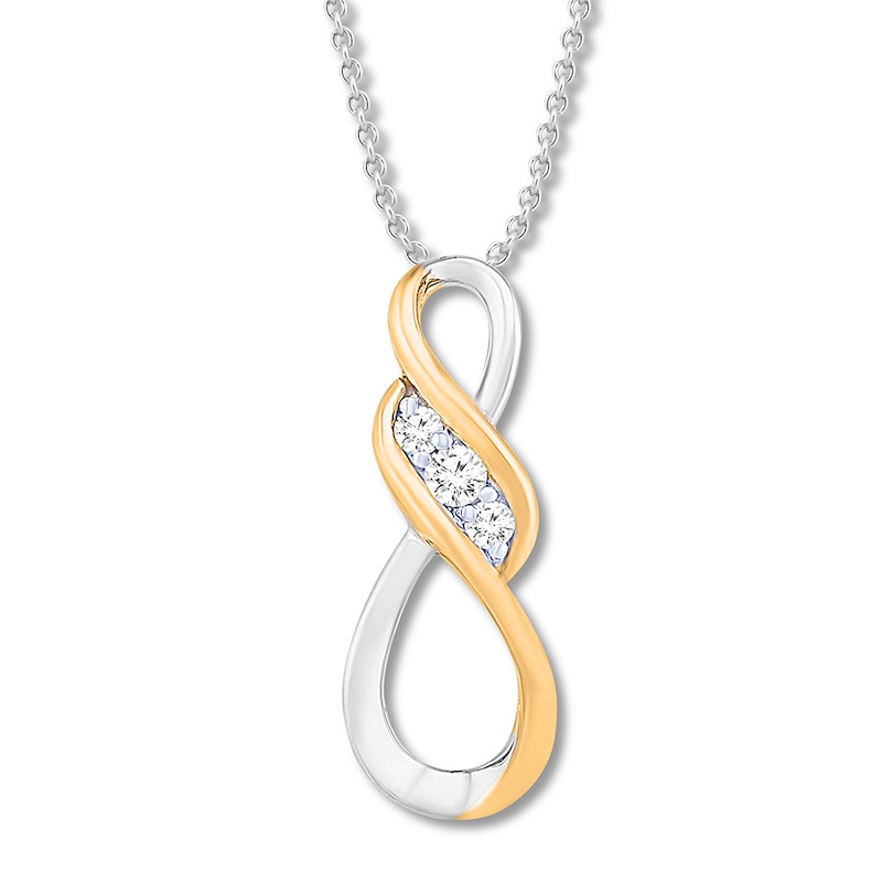 Main Image 1 of Diamond Infinity Necklace 1/10 ct tw Sterling Silver/10K Gold