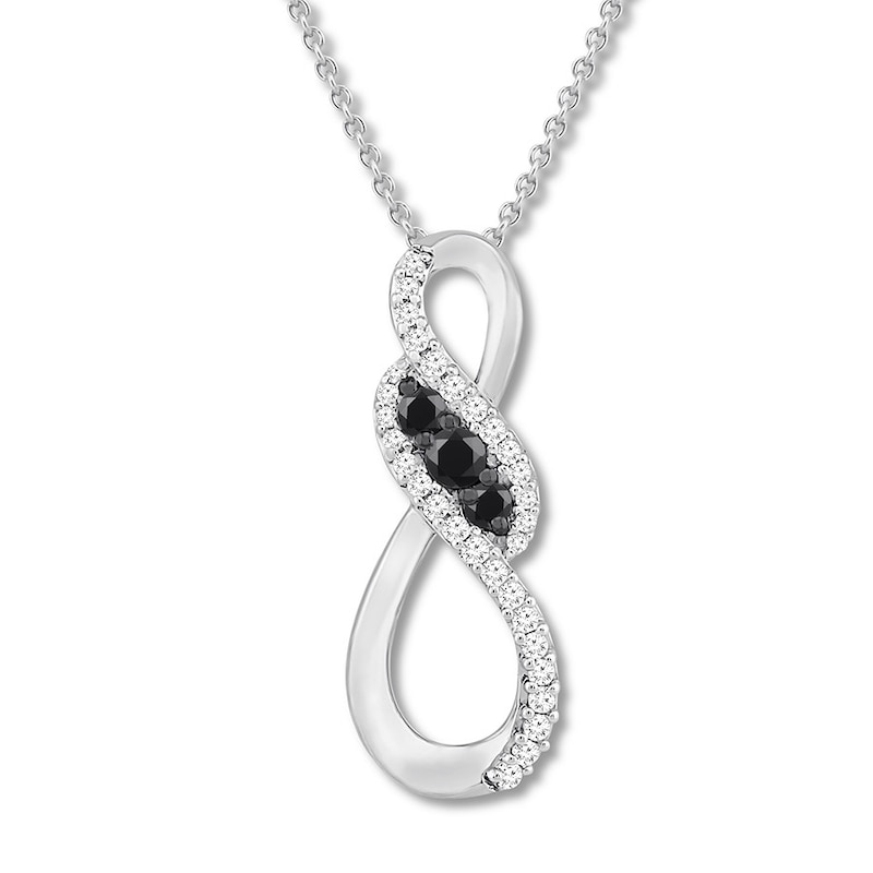 Main Image 1 of Black Diamond Infinity Necklace 1/4 ct tw Sterling Silver