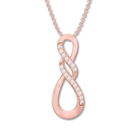 Diamond Infinity Necklace 1/15 ct tw 10K Rose Gold 19&quot; Adj.