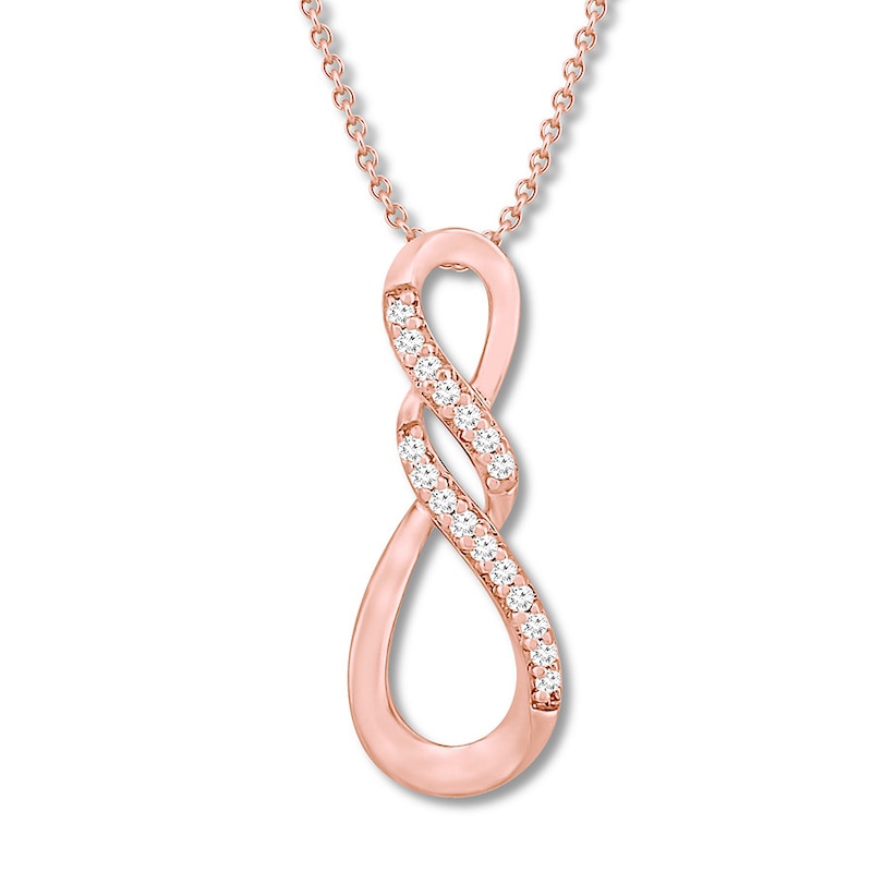Main Image 1 of Diamond Infinity Necklace 1/15 ct tw 10K Rose Gold 19"