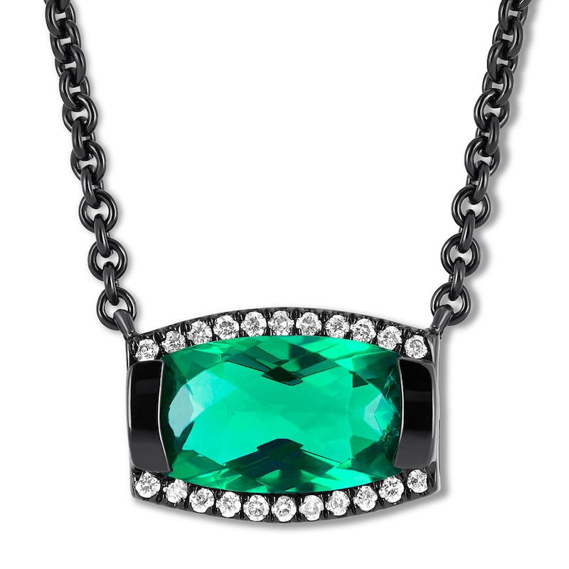 House of Virtruve Lab-Created Emerald Necklace Sterling Silver