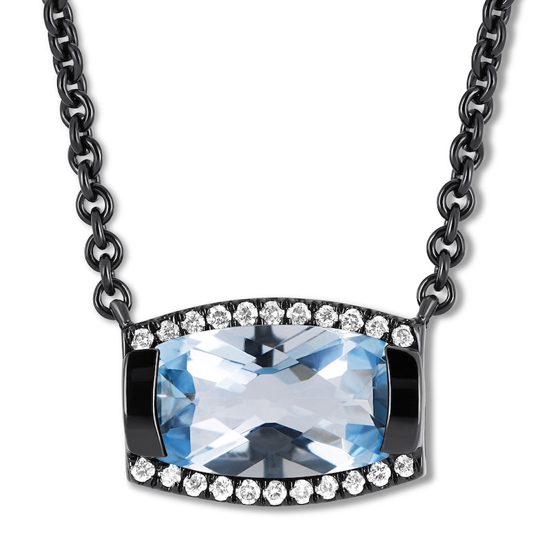 House of Virtruve Blue Topaz & Diamond Necklace Sterling Silver