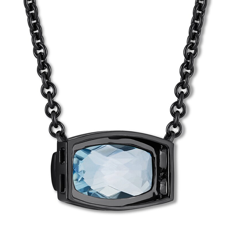 House of Virtruve Blue Topaz & Diamond Necklace Sterling Silver