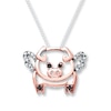 Thumbnail Image 0 of Flying Pig Necklace 1/10 cttw Diamonds Sterling Silver/10K Gold