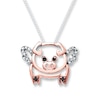 Thumbnail Image 1 of Flying Pig Necklace 1/10 cttw Diamonds Sterling Silver/10K Gold