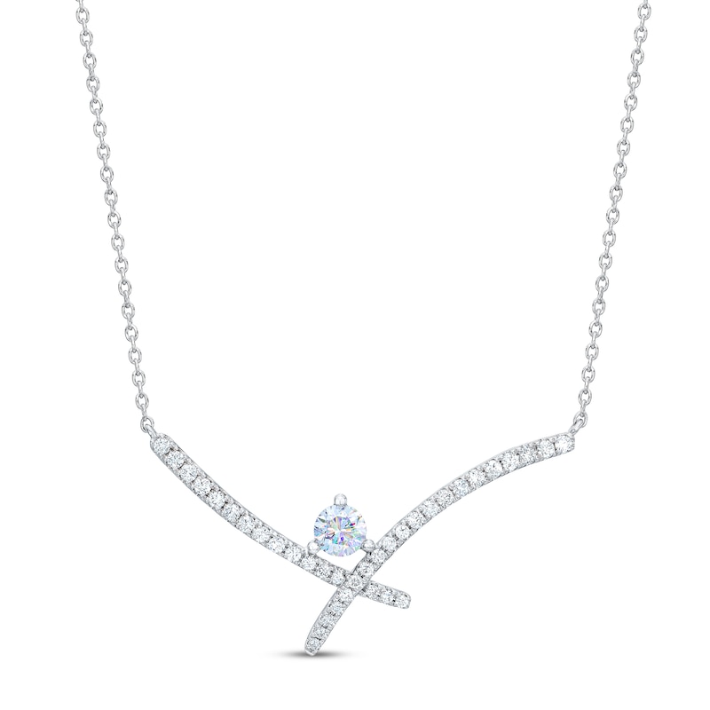 Main Image 1 of THE LEO First Light Diamond Necklace 5/8 carat Round 14K White Gold