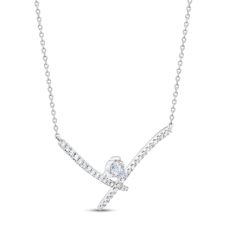 Main Image 2 of THE LEO First Light Diamond Necklace 5/8 carat Round 14K White Gold