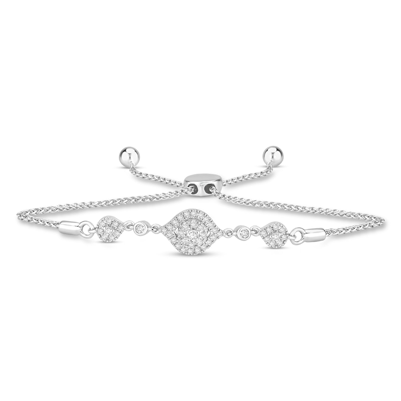 Hearts Desire Diamond Bolo Bracelet 1/3 ct tw Round 18K White Gold