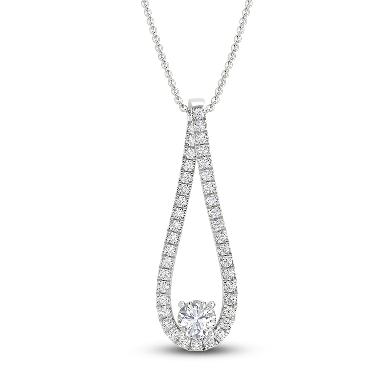 Main Image 1 of Diamond Pendant Necklace 3/4 ct tw Round 18K White Gold 18&quot;