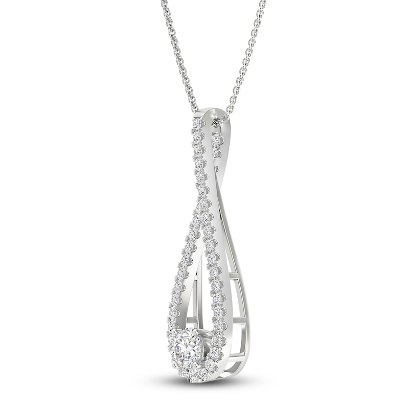 Main Image 2 of Diamond Pendant Necklace 3/4 ct tw Round 18K White Gold 18&quot;