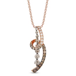 Le Vian Chocolate Diamond Necklace 1 ct tw Round 14K Strawberry Gold