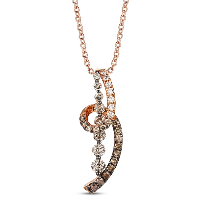 Main Image 1 of Le Vian Chocolate Diamond Necklace 1 ct tw Round 14K Strawberry Gold