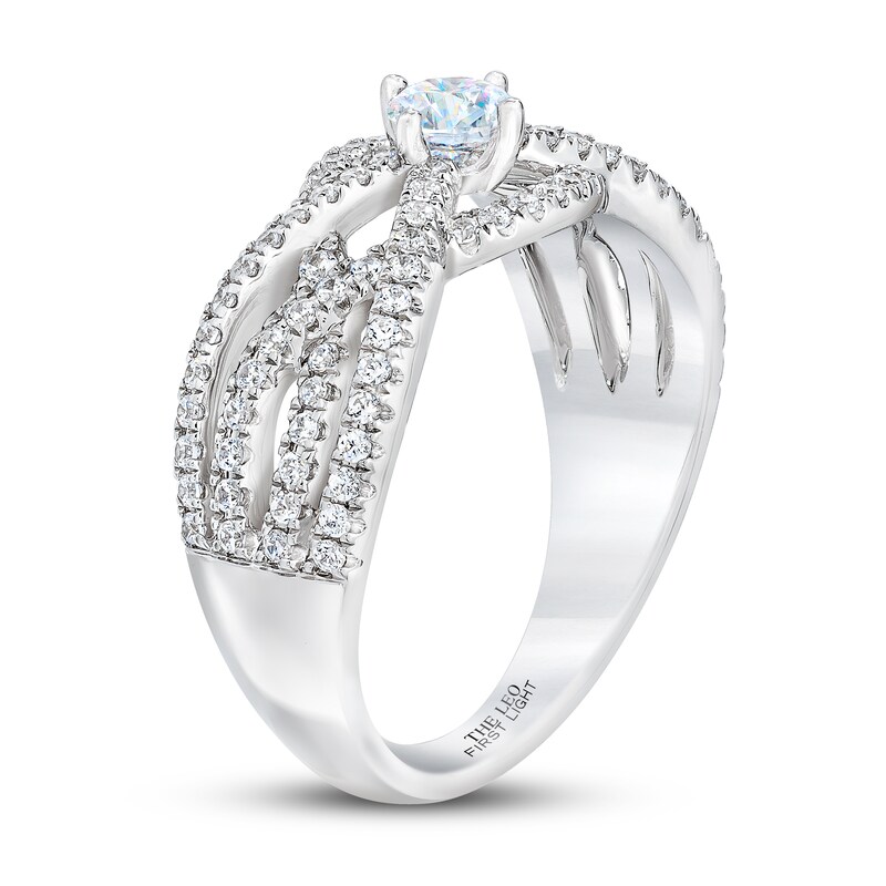 THE LEO First Light Diamond Ring 3/4 ct tw Round 14K White Gold