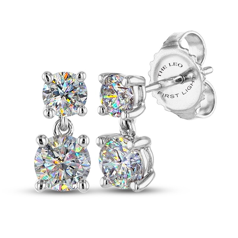 THE LEO First Light Diamond Earrings 1-1/5 ct tw Round 14K White Gold