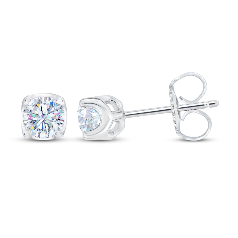 THE LEO First Light Diamond Solitaire Stud Earrings 1/4 ct tw Round 14K White Gold (I1/I)
