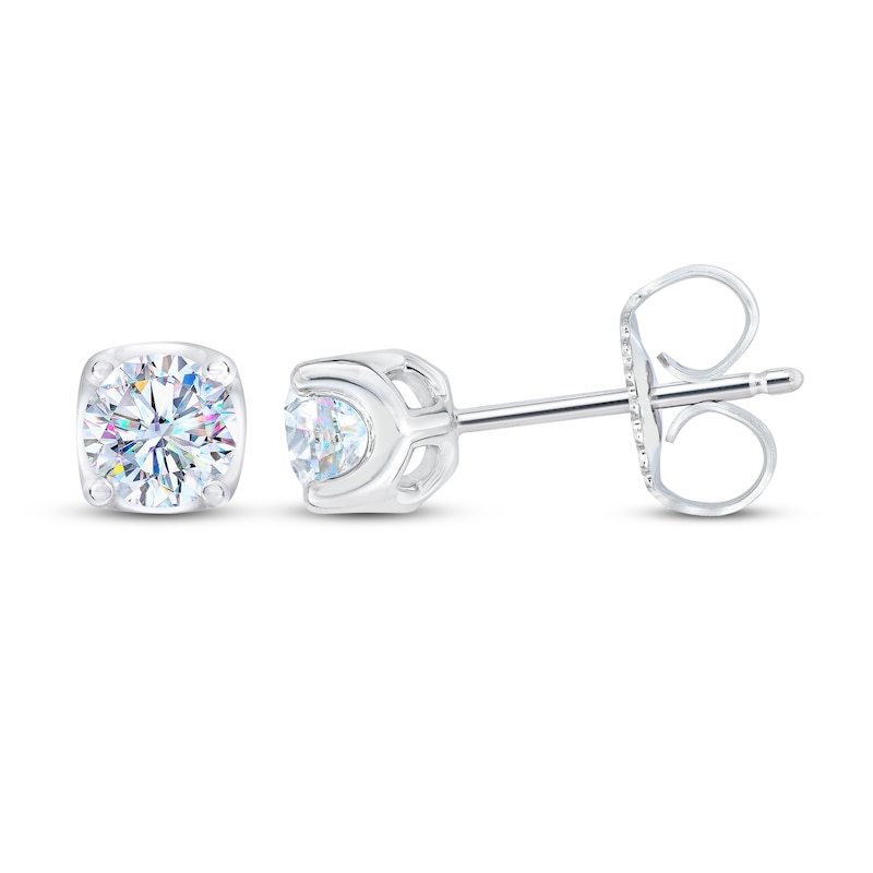 Main Image 2 of THE LEO First Light Diamond Solitaire Stud Earrings 1/4 ct tw Round 14K White Gold (I1/I)