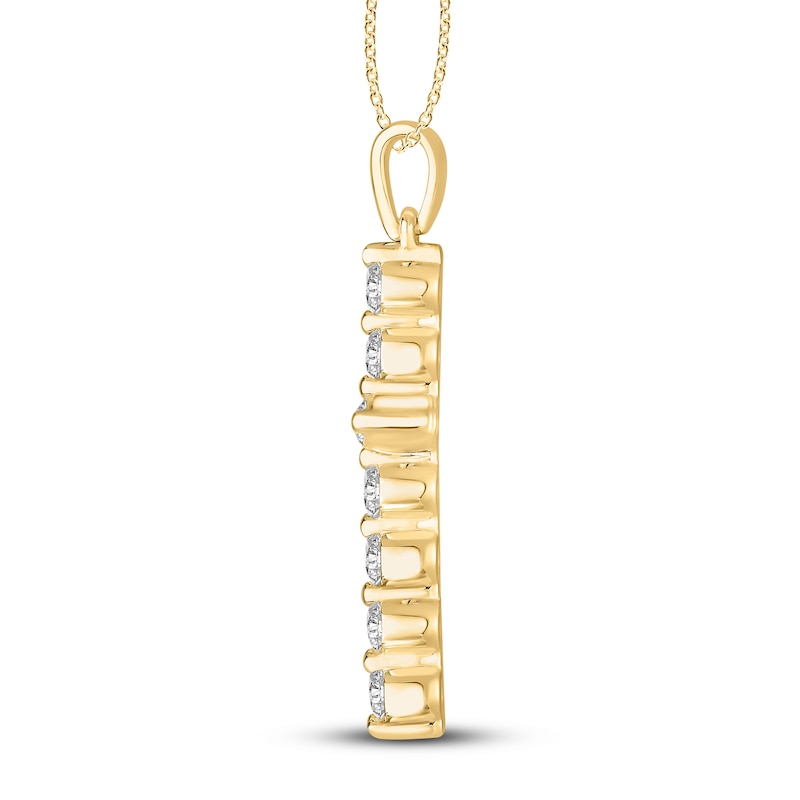 Main Image 2 of Diamond Cross Necklace 1/4 ct tw Round 18K Yellow Gold