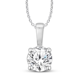 Hearts Desire Diamond Solitaire Necklace 1/2 ct tw Round 18K White Gold (I1/I)