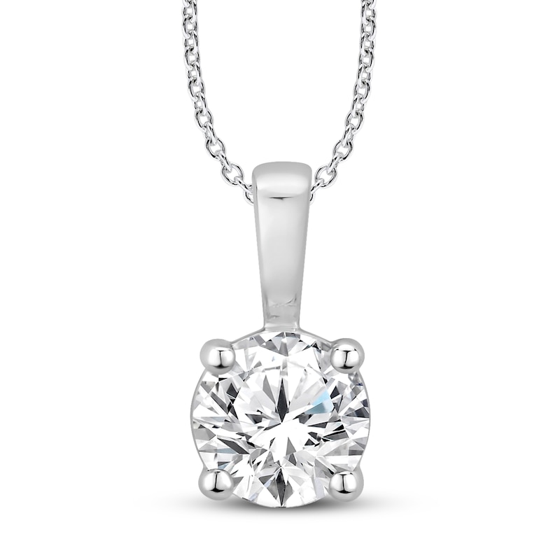 Diamond Solitaire Necklace 1/2 ct tw Round 18K White Gold (I1/I)