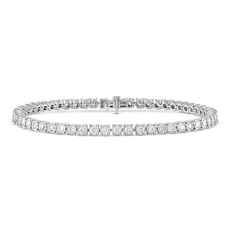 Real Two Row White Gold Finish Diamond Bracelet Tennis