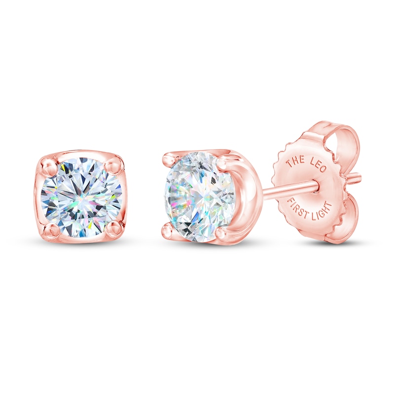 Main Image 1 of THE LEO First Light Diamond Solitaire Earrings 1/2 ct tw 14K Rose Gold (I1/I)