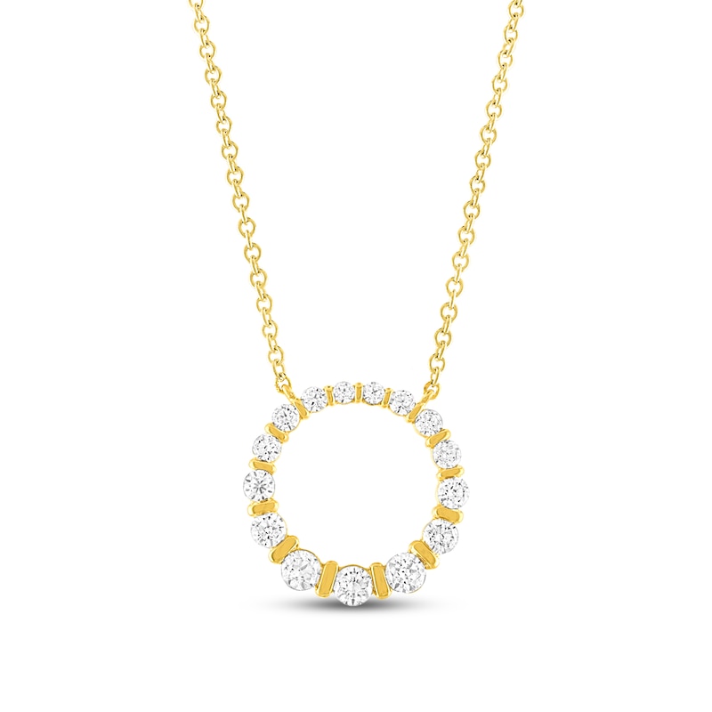 Main Image 1 of Diamond Pendant Necklace 1/2 ct tw Round 18K Yellow Gold