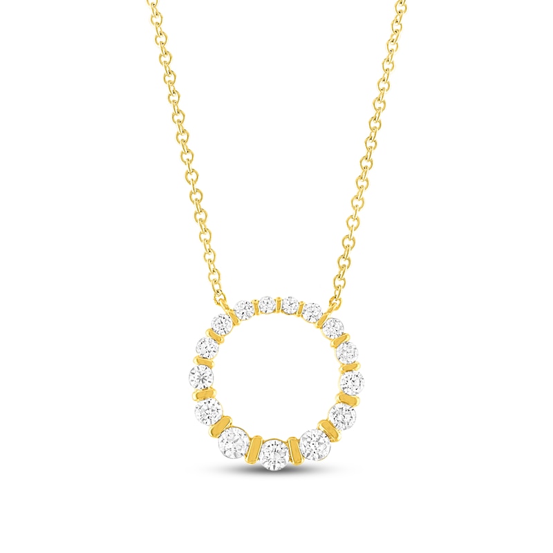 Diamond Pendant Necklace 1/2 ct tw Round 18K Yellow Gold