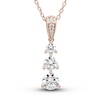 Thumbnail Image 1 of Three Stone Diamond Necklace 1 ct tw Round 18K Rose Gold