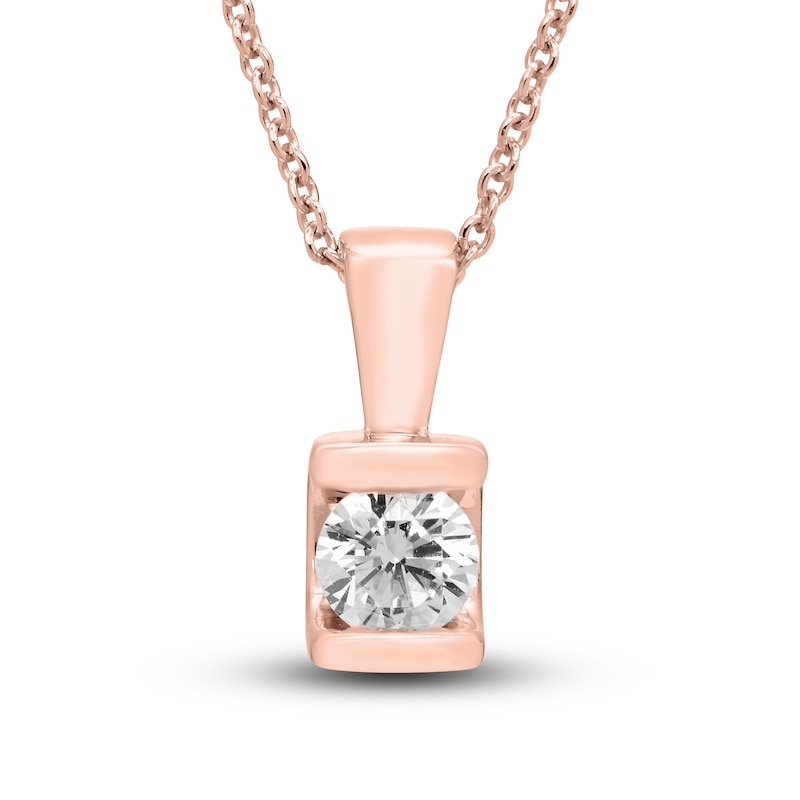 Hearts Desire Diamond Solitaire Necklace 1/3 ct tw Round 18K Rose Gold (I1/I)