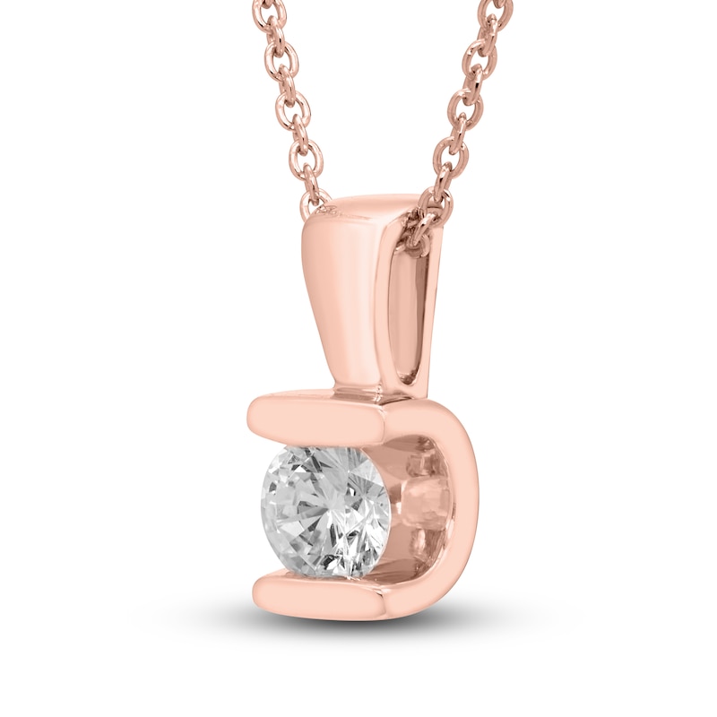 Hearts Desire Diamond Solitaire Necklace 1/3 ct tw Round 18K Rose Gold (I1/I)