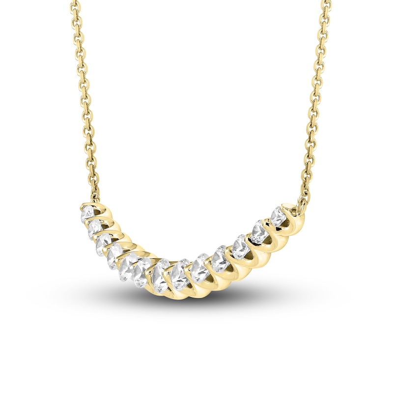 Main Image 2 of Diamond Necklace 1-3/8 ct tw Round 18K Yellow Gold